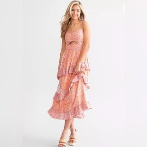 Lena Paisley Maxi Dress - Pink and Orange Sz Small